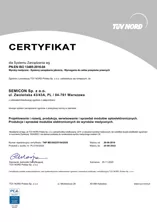 Certyfikat EN ISO 13485:2016 dla SEMICON - Projektowanie i rozwój, produkcja, serwisowanie i sprzedaż modułów optoelektronicznych. Produkcja i sprzedaż modułów elektronicznych do wyrobów medycznych
